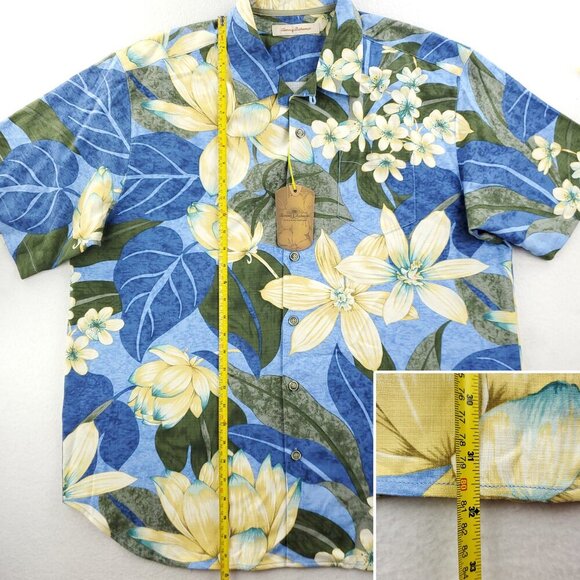 Tommy Bahama Silk Camp Shirt Hawaiian Imperial Lotus Floral Men XL NWT - Picture 7 of 10